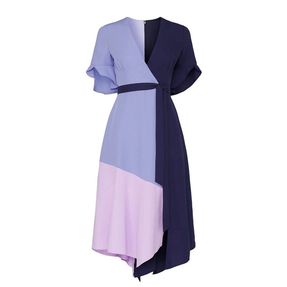HUTCH Women’s Colorblock Short Sleeve Wrap‎ Dress X-SMALL NWT - Picture 1 of 9
